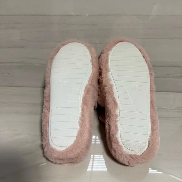 Cozy Pink Fluffy Side Slippers Slingback Girly Luxe Coquette Medium 7-8 - Picture 3 of 7